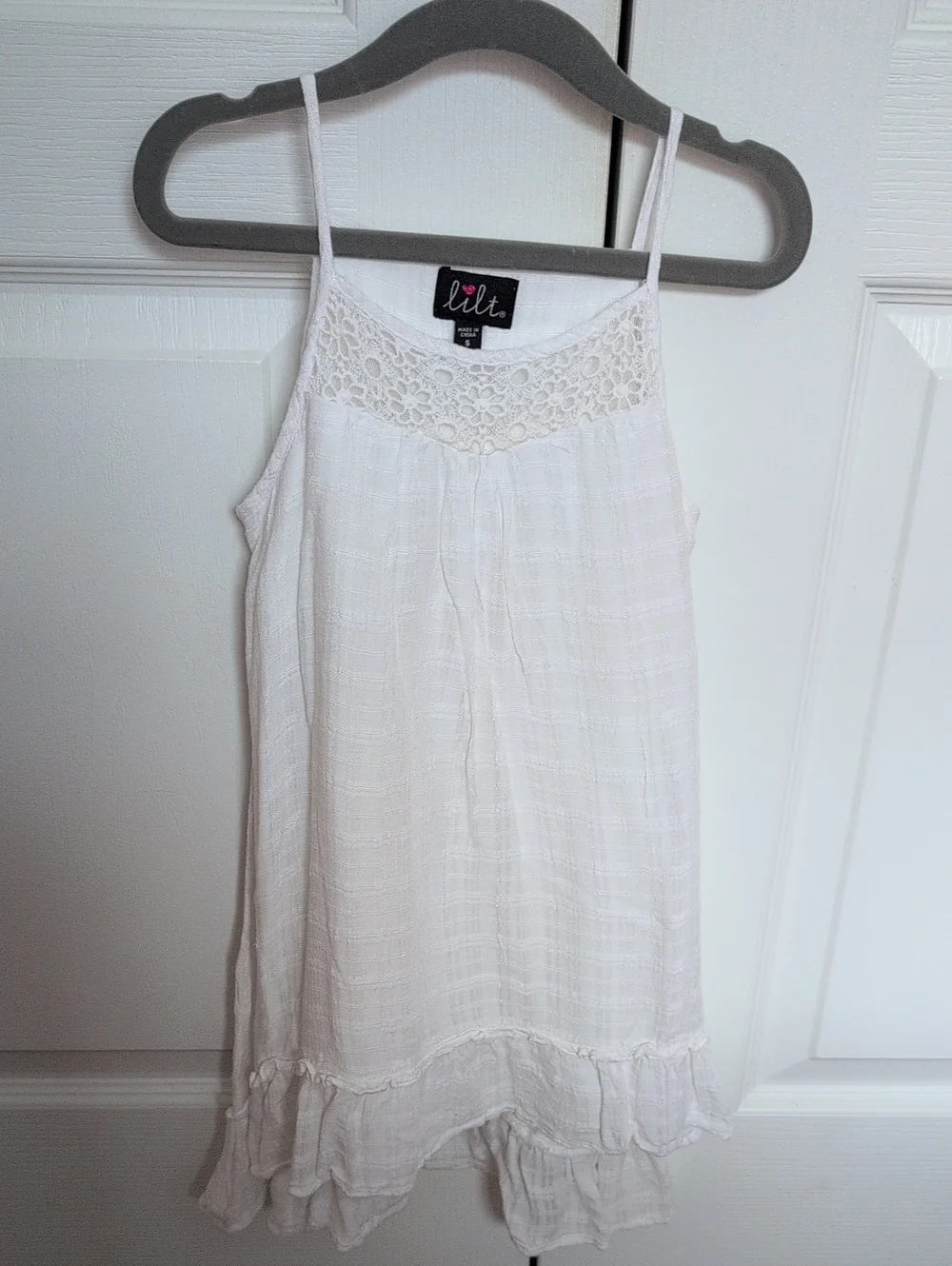 lilt White Cotton Lace Sleeveless Dress